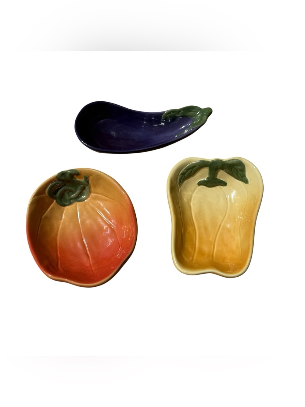 Williams Sonoma Jardin Potager Vegetable Dip Bowls Set 3 Eggplant Pepper Tomato